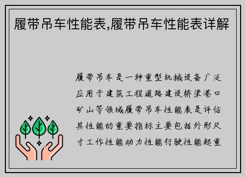履带吊车性能表,履带吊车性能表详解